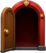 Porta vermelha aberta